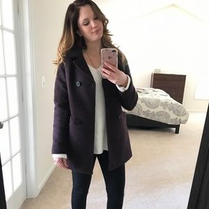 LOFT burgundy Wool Peacoat!! Closet Clean Out!!
